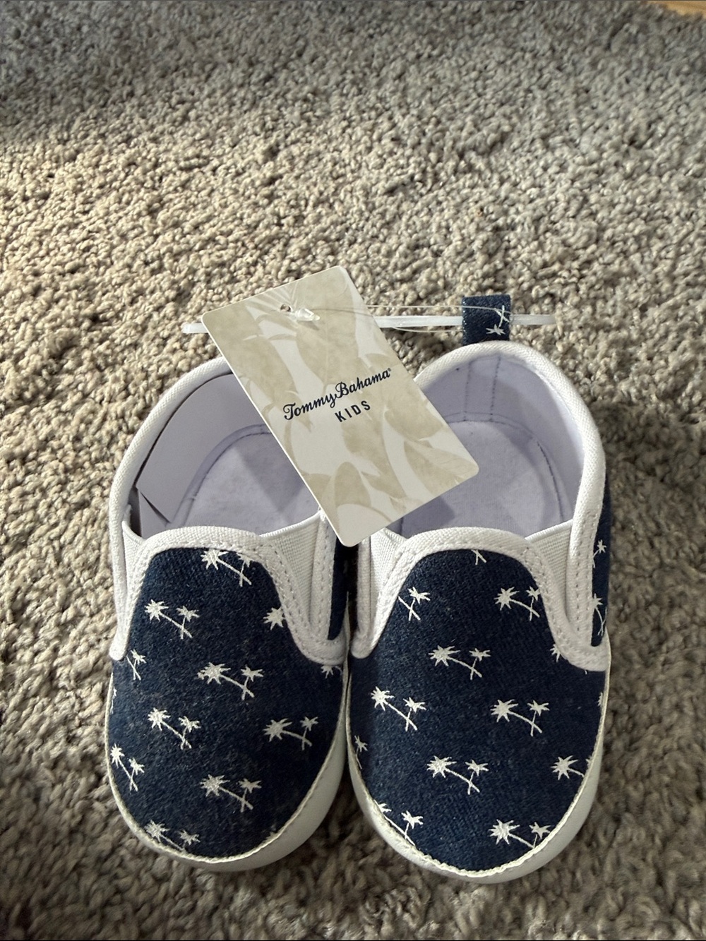 New Tags Tommy Bahama Kids Navy Palm-Print Slip-On Shoes 12-18 months - Picture 2 of 7